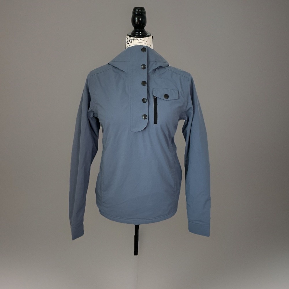 Aether Apparel Women's‎ Blue Hooded Button Up Anorak Jacket Small